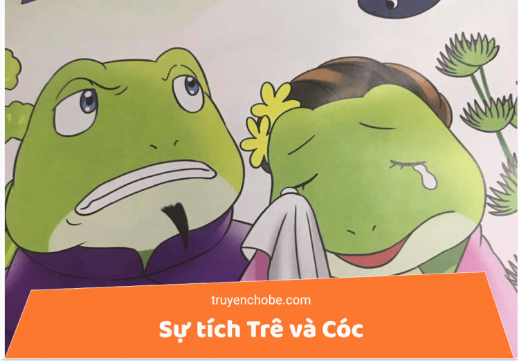 Cóc đứng hiên ngang trước cổng đình, trong khi Trê cúi đầu bên vũng nước.