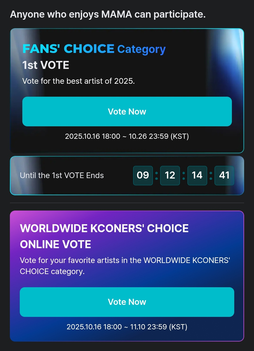 Mnet Plus và X (Twitter) là hai nền tảng bình chọn MAMA 2025