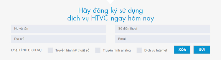 Biểu mẫu đăng ký sử dụng HTVC tại website nhà đài