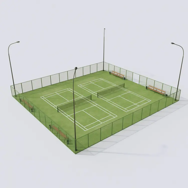 Hệ thống rào chắn/tường bao để đảm bảo an toàn và giữ bóng trong phạm vi sân tennis
